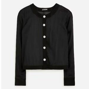 Sheer button-up shirt with jewel buttons in organza blend